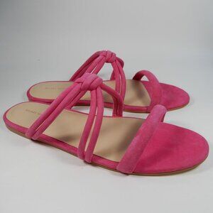 STUART WEITZMAN Twist Knot Flat SANDALS Size 10 Peonia Pink Suede NEW $150